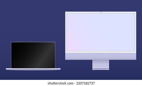 Realistic computer display. Computer display isolated. Blank screen for text, design. PNG. Perspective view display with black empty screen. Mockup display.