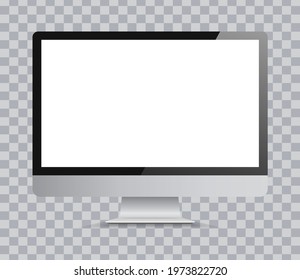 Realistic computer display isolated on transparent background. Vector mockup.