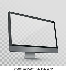 Realistic computer display isolated on transparent background. Vector mockup. Vector illustration