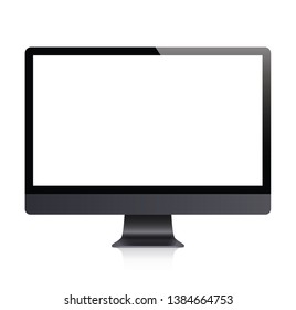 Realistic Computer front view. Monitor - stock vector.