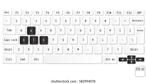 Realistic Computer keyboard. Modern design. Vector.