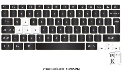 Black Keyboard Stroke Qwerty Isolated Vector Stock Vector (Royalty Free ...