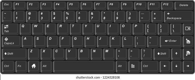 Realistic Computer or Laptop Keyboard Vector