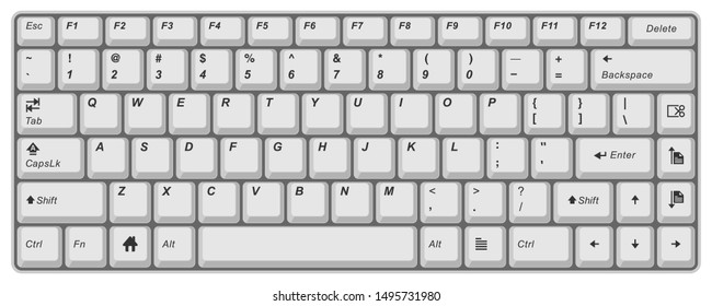 Realistic Computer or Laptop Keyboard Vector