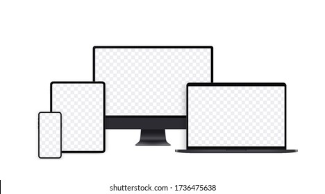 Realistic Computer Mockup Set Desktop Laptop Stock Vector (Royalty Free ...