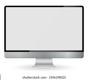 Realistic computer monitor in apple Imac style isolated on transparent background. Vector mockup. Vector illustration.