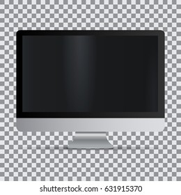 Realistic computer monitor with blank screen on a transparent background