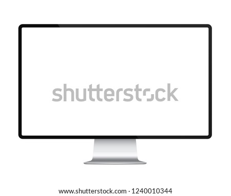 Realistic computer monitor display mock up vector illustration.