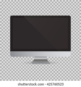 Realistic Computer Monitor Isolated Background. Vector Illustration