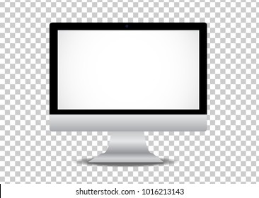 Realistic computer monitor isolated on transparent background. Vector mockup. Vector illustration
