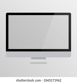Realistic computer monitor isolated on transparent background. Vector mockup. Modern flat screen monitor. Modern computer with a transparent screen
