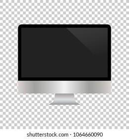 Realistic computer monitor isolated on transparent background. Vector mockup. Vector illustration.