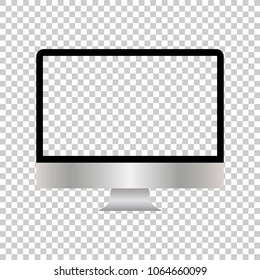Realistic computer monitor isolated on transparent background. Vector mockup. Vector illustration.