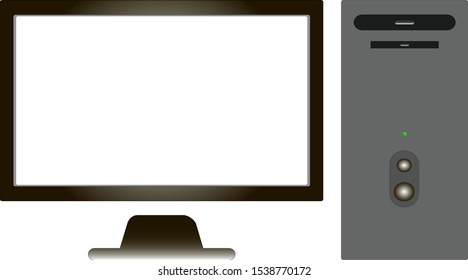 Realistic computer monitor isolated on transparent background. Modern computer