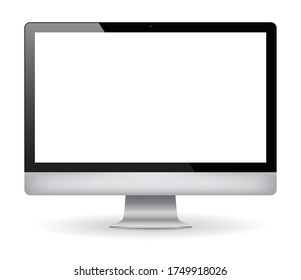 Realistic computer monitor isolated on transparent background. Vector mockup. Vector illustration