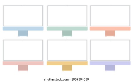 Realistic computer monitor isolated on white background. Vector mockup. Vector illustration.