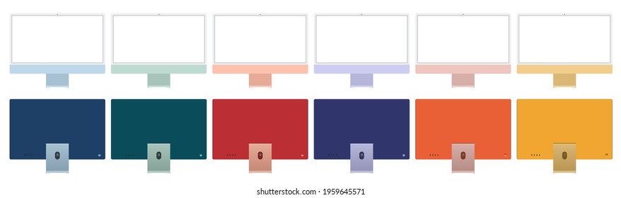 Realistic computer monitor isolated on white background. Vector mockup. Vector illustration.