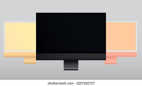 Realistic computer monitor isolated on transparent background. Vector mockup. Vector illustration. Vector illustration