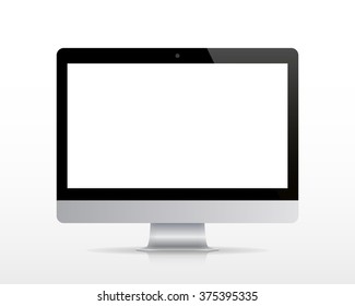 Realistic computer monitor isolated on a white background. Vector illustration.