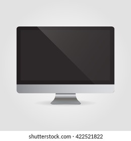 Realistic computer monitor isolated on a grey background. Vector illustration