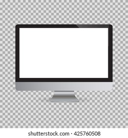 Realistic Computer Monitor Isolated On Background. Vector Illustration