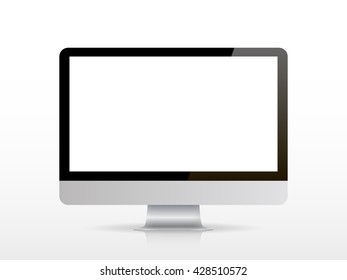 Realistic computer monitor isolated on a white background. Vector illustration.