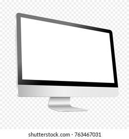 Realistic computer monitor isolated on transparent background. Vector mockup. Vector illustration