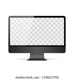 Realistic computer or monitor mockup isolated on background. Vector illustration