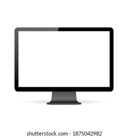 Realistic computer or monitor mockup isolated on background. Vector illustration