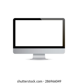 Realistic computer monitor on a white background. Isolated.  Vector illustration.