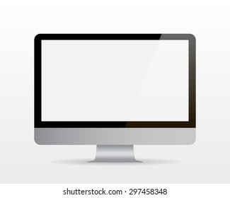 Realistic computer monitor on a white background. Isolated. Vector illustration.