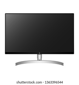 Realistic computer monitor, screen isolated on white background. Vector illustration