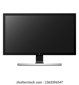 Realistic computer monitor, screen isolated on white background. Vector illustration