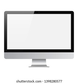 Realistic computer monitor, screen isolated on white background. Vector illustration