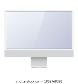 Realistic computer monitor, screen isolated on white background. Vector illustration