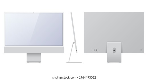 Realistic computer monitor, screen isolated on white background. Vector illustration