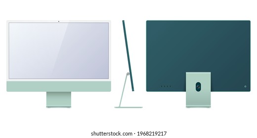 Realistic computer monitor screen isolated on white background. Vector illustration