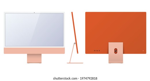 Realistic Computer Monitor Screen Isolated On Stock Vector (Royalty ...