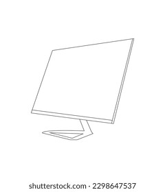 Realistic computer monitor, screen isolated on white background. Vector illustration, out line, eps.