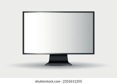 Realistic computer monitor, screen isolated on white background. Vector illustration