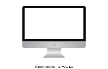 realistic computer monitor with transparent empty screen. pc display mockup. blank desktop display. vector illustration.