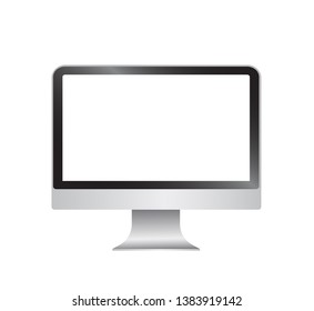 Realistic computer or monitor.Vector mockup.Screen display isolated on white background.Modern glossy.Digital display technology