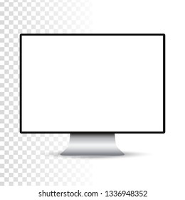 Realistic computer or Pc monitor isolated on transparent background. Vector mockup.