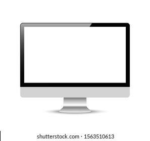 Realistic Computer Or Pc Monitor Isolated On Background. Vector Mockup.