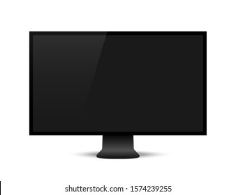 Realistic computer or Pc monitor isolated on background. Vector mockup.