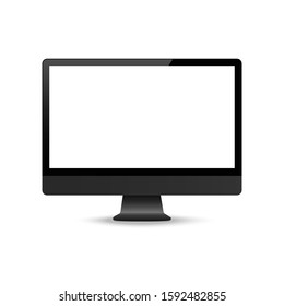 Realistic computer or Pc monitor isolated on background. Vector mockup.