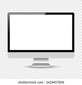 Realistic computer or Pc monitor isolated on background. Vector mockup.