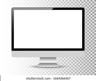 Realistic Computer Or Pc Monitor Isolated On Background. Vector Mockup.