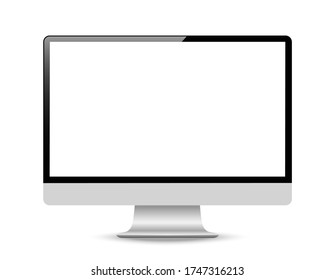 Realistic computer or Pc monitor isolated on background. Vector mockup.