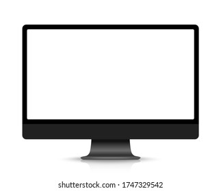 Realistic computer or Pc monitor isolated on background. Vector mockup.